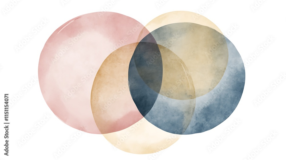 Aufkleber abstract overlapping watercolor circles.
