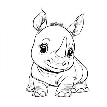 recommend clip art: Cute baby rhino illustration for children coloring page 