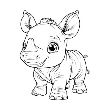 recommend clip art: Cute baby rhino illustration for children coloring page 