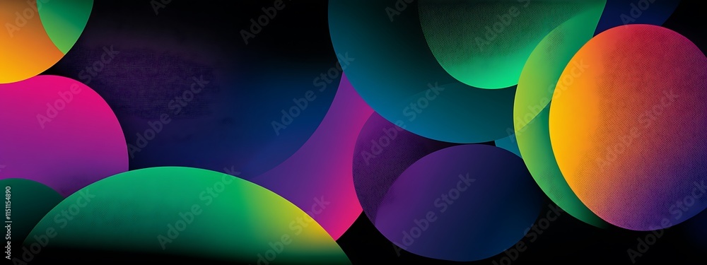 Aufkleber colorful overlapping circles on dark background.