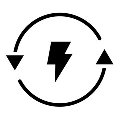 Lightning Bolt Icon, Black And White Glyph Icon Symbol