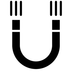 Magnet Icon, Black And White Glyph Icon Symbol