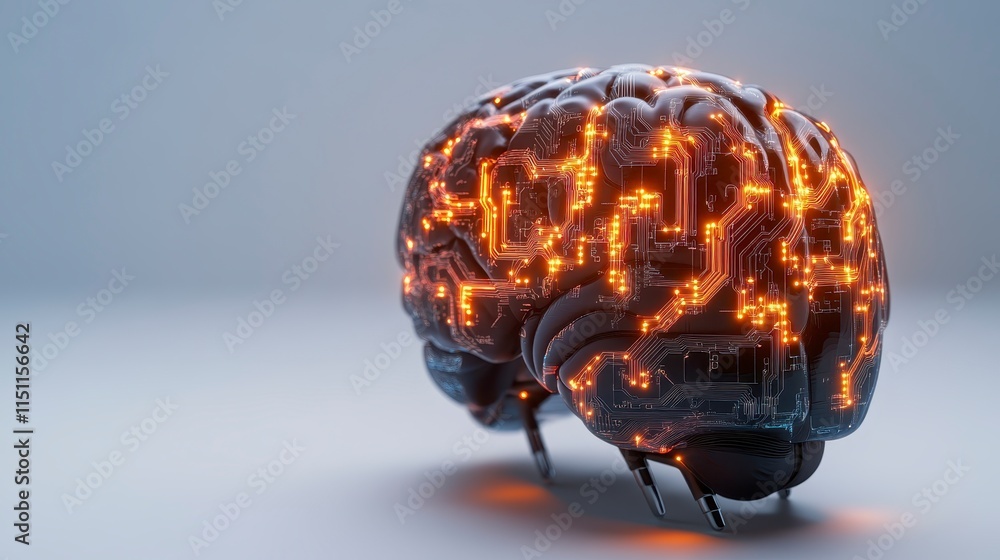 Aufkleber a futuristic brain design with glowing circuitry, representing the intersection of technology and hu