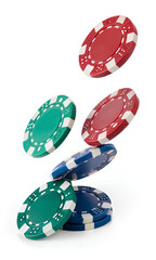 Casino chips, cut out, On isolated white background