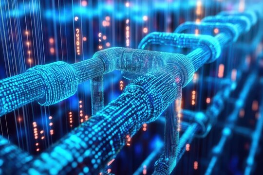Abstract digital pipeline network data flow. - Powered by Adobe