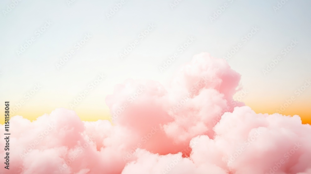 Aufkleber a serene sky filled with soft pink clouds against a gentle gradient background, creating a tranquil 