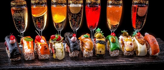 Fototapeta premium Gourmet Dinner Party Elegant Food Champagne