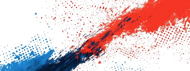 Red and blue paint splatters on white. (2)