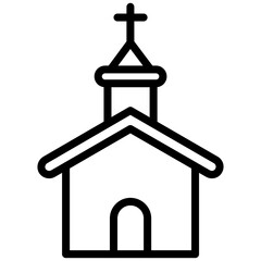 Church Icon, Black And White Outline Icon Symbol