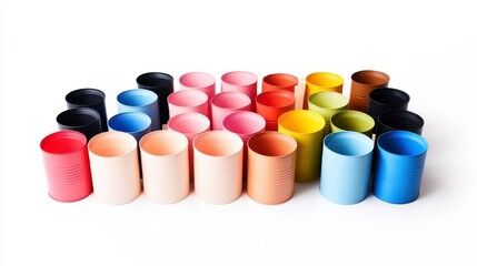 A vibrant arrangement of colorful cylindrical objects, showcasing a variety of hues and textures, perfect for creative projects or artistic display.