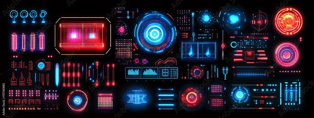Aufkleber futuristic hud interface elements set.