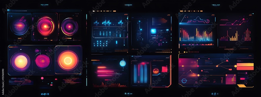 Poster Futuristic HUD interface with data visualization. (1)