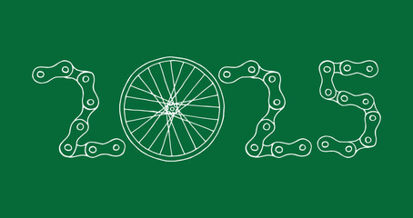 Bicycle Happy New Year 2025 green background