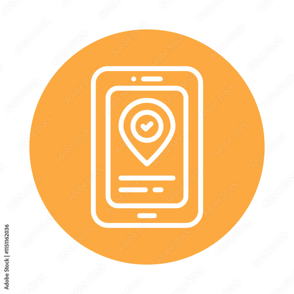 Poster location check vector circle outline icon. eps 10 file