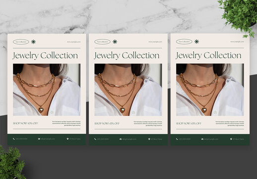 Green And Beige Jewelry Flyer
