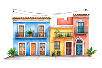 Obraz premium Vintage Watercolor Illustration of an Empty Street