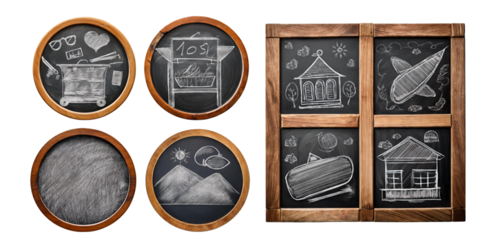 Vintage Chalkboard Frames with Transparent Background