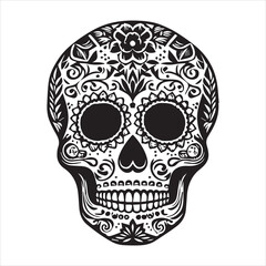 Fototapeta premium Mexican Floral Sugar Skull Vector illustration - Sugar Skull head clipart