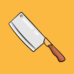 Sharp butcher knife with wooden handle