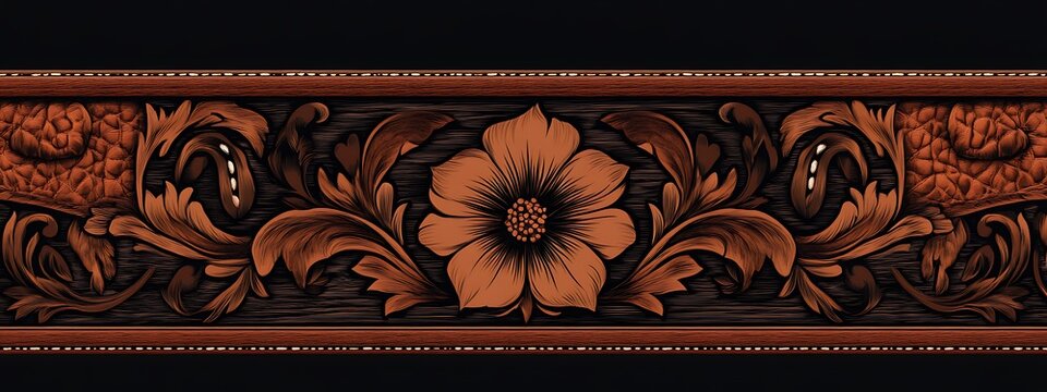 Carved floral design on wood.