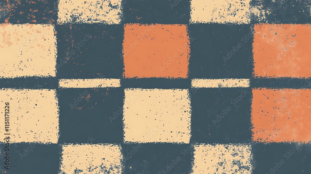 Poster grunge checkered pattern background.