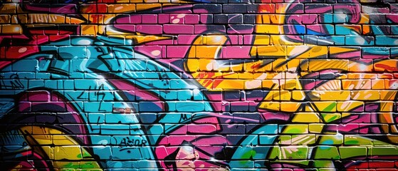 Fototapeta premium Abstract Graffiti Art with Brick Background