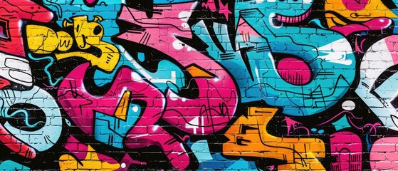 Abstract Graffiti Art with Brick Background