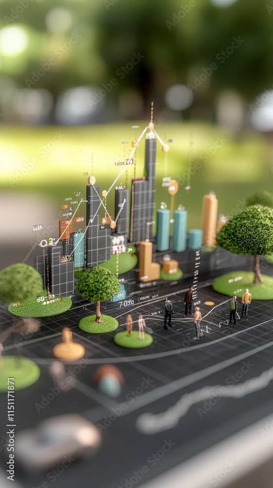 Poster sustainable growth environmental data visualization with charts and graphs