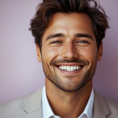 Obraz premium Confident businessman with a suit and a smile in a studio background, He looking at the camera