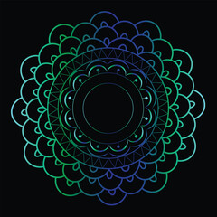 Hand drawn mandala drawing with black background