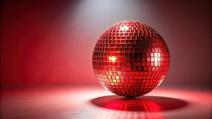 Red disco ball on isolated background, disco, ball, party, shiny, reflection, mirror, club, music, dance, vibrant