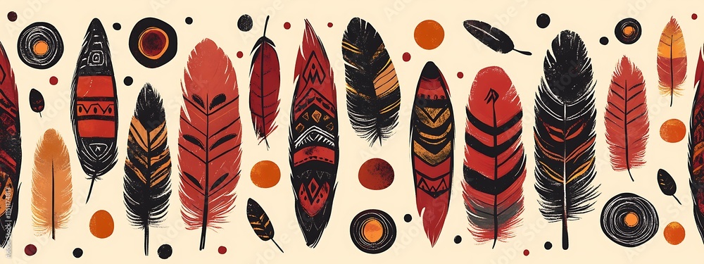 Poster colorful bird feathers pattern.