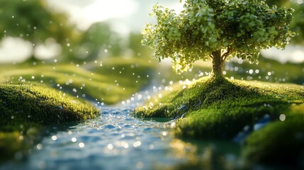 Fototapeta premium Concept of World Wetlands Day , Generative AI