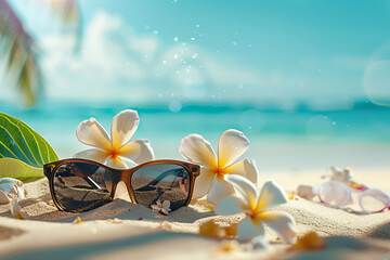 beach with flowers