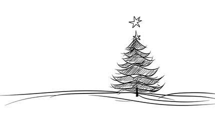 Charming Hand-Drawn Christmas Tree Illustration. AI Generated