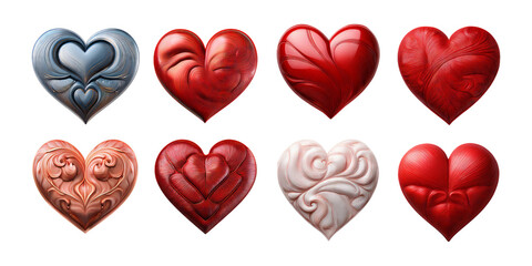 Variety of Decorative Heart Designs in Red Tones