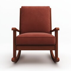 Cozy Brown Rocking Chair on White Background for Interior Design