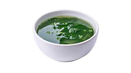 Fresh Green Herbal Soup in a White Bowl on a Isolated Background