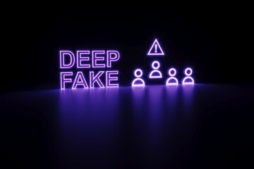DEEP FAKE neon concept self illumination background 3D illustration