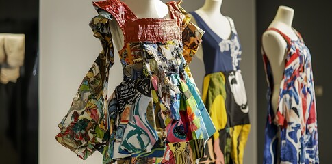 Upcycled fashion featuring creative and innovative designs, blending sustainability with modern style