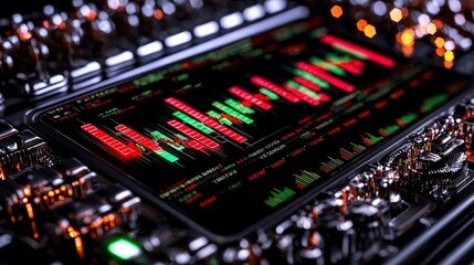 Futuristic Financial Trading Interface  Candlestick Charts  Stock Market Data  Investment