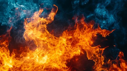 Obraz premium Fiery Abstract Photo: Vividly Burning Flames. AI Generated