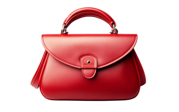 Elegant Women's Red Handbag isolated on transparent Background
