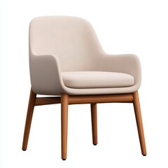Fototapeta premium Modern Minimalist Chair with Wooden Legs and Soft Upholstery