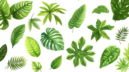 Diverse green leaf patterns for nature enthusiasts.
