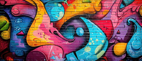 Abstract Graffiti Art with Brick Background Graffiti Template