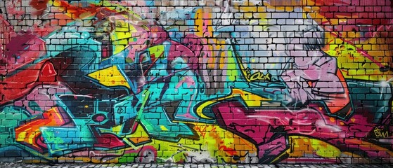 Abstract Graffiti Art with Brick Background Graffiti Template