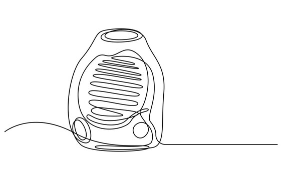 recommend clip art: Continuous one single line drawing Portable electric air heater heating icon, Portable electric air heater continuous line drawing. One line art of home appliance