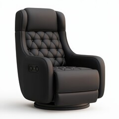 Naklejka premium Modern Black Leather Recliner Chair with Comfortable Design Features