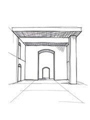 Fototapeta premium Elegant Hand-Drawn Sketch: Minimalist Interior Design. AI Generated